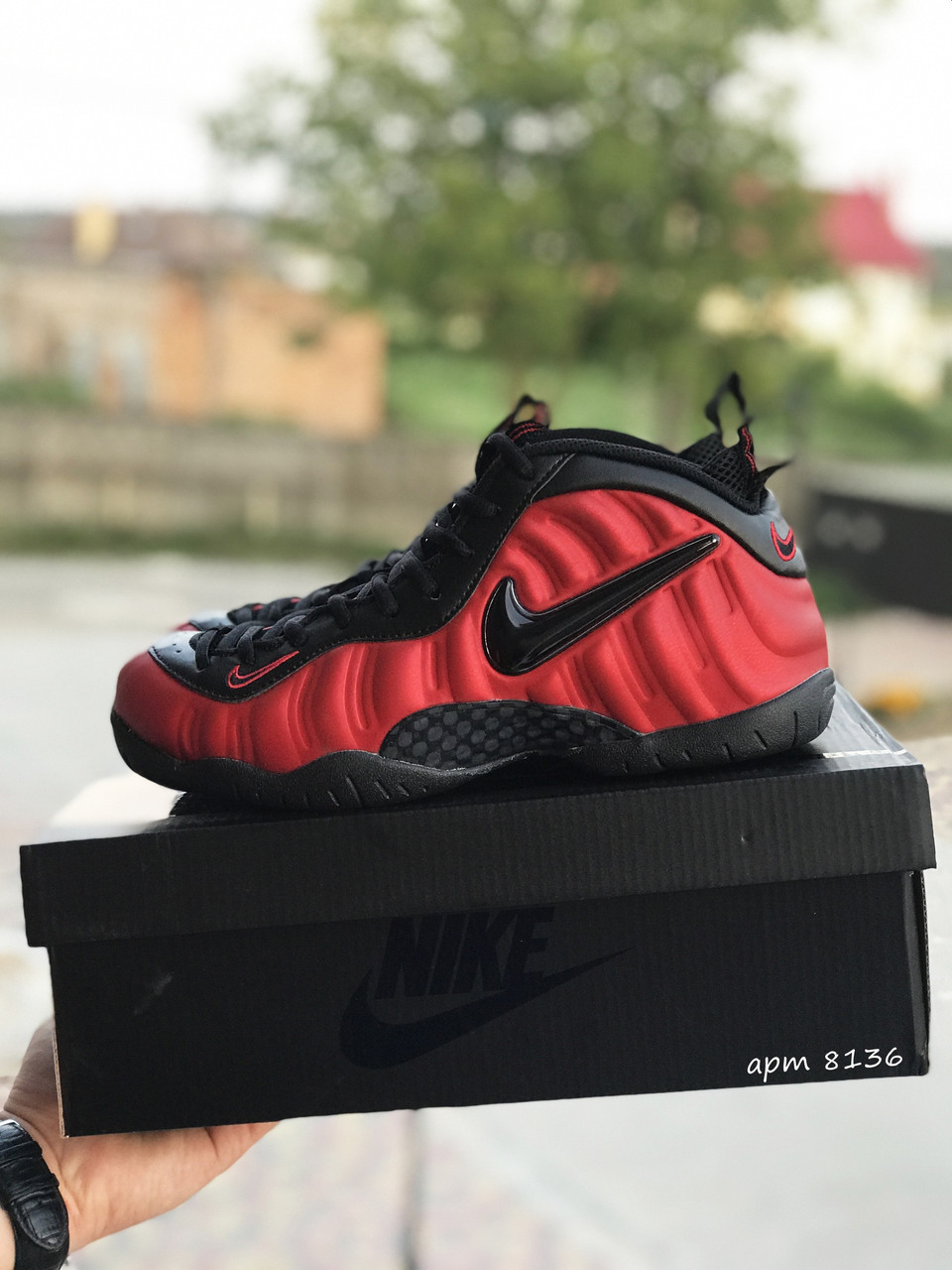 

Мужские кроссовки в стиле Nike Air Foamposite Pro, кожа, текстиль, красные с черным 42(26,4 см)