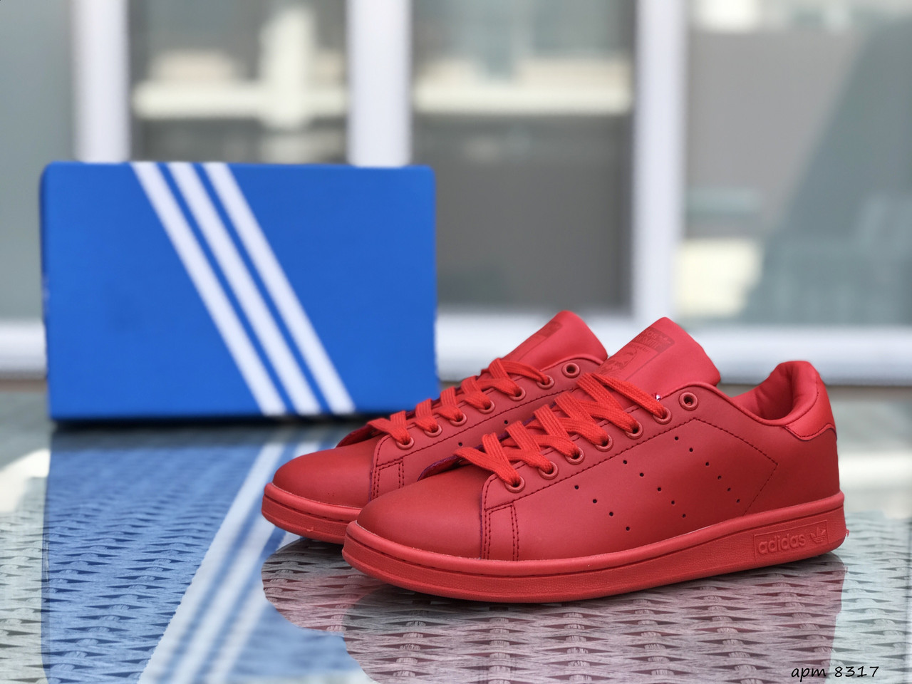 

Мужские кроссовки в стиле Adidas Stan Smith, кожа, красные 42(26,8 см), последний размер