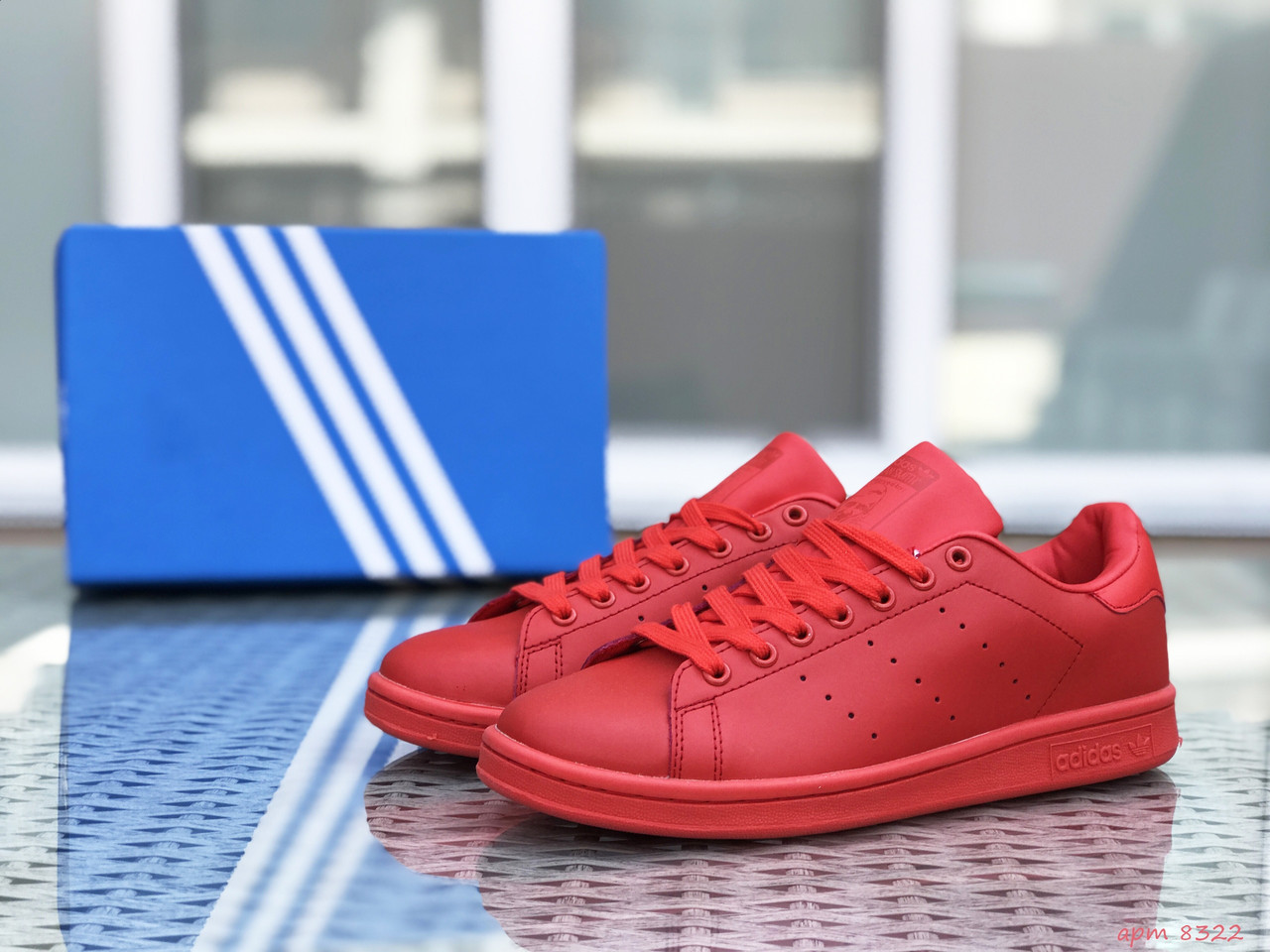 

Женские кроссовки в стиле Adidas Stan Smith, кожа, красные 40(25,4 см), размеры:39,40