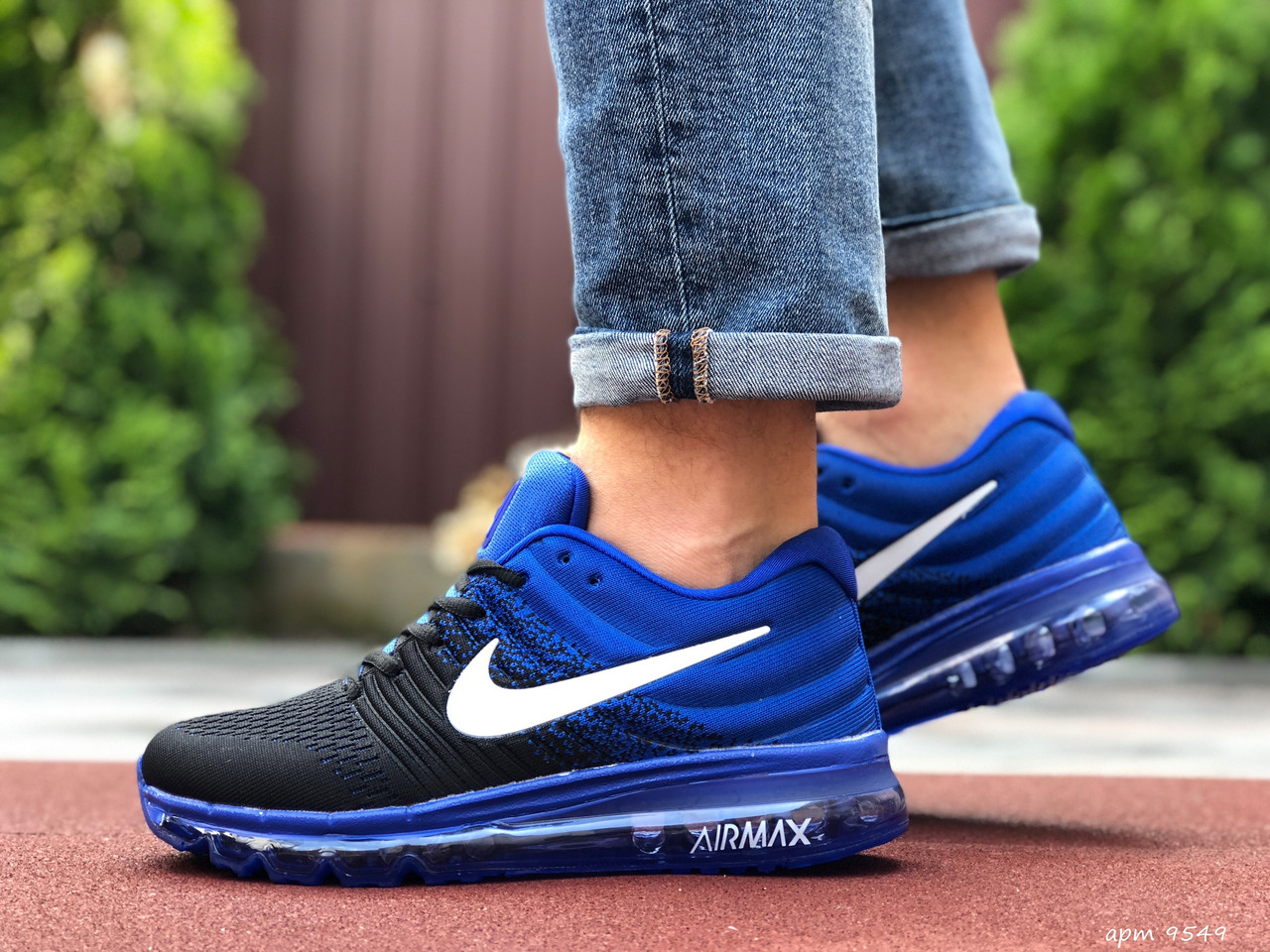 

Мужские кроссовки в стиле Nike Air Max 2017, сетка, черные с синим, 44 (27,8 см), размеры:44,46