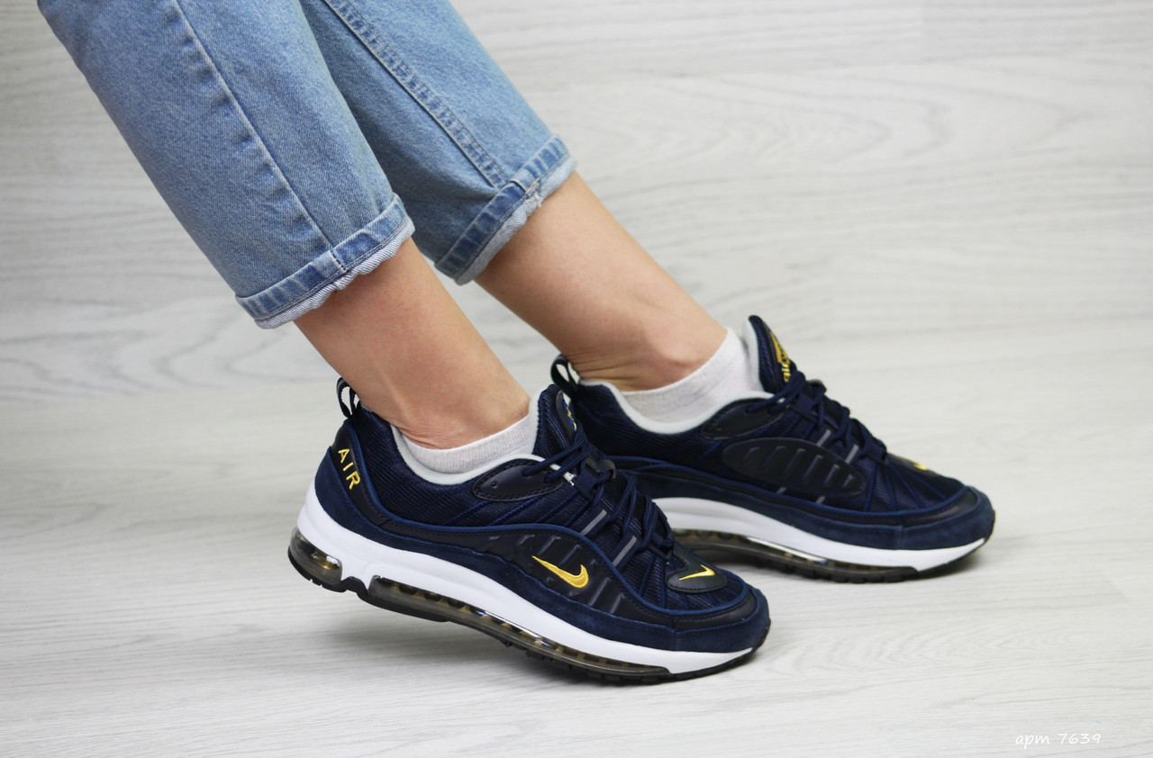 

Женские кроссовки в стиле Nike Air Max 97, тёмнo-cиние 36(23 см), размеры:36,37,38,39,40,41