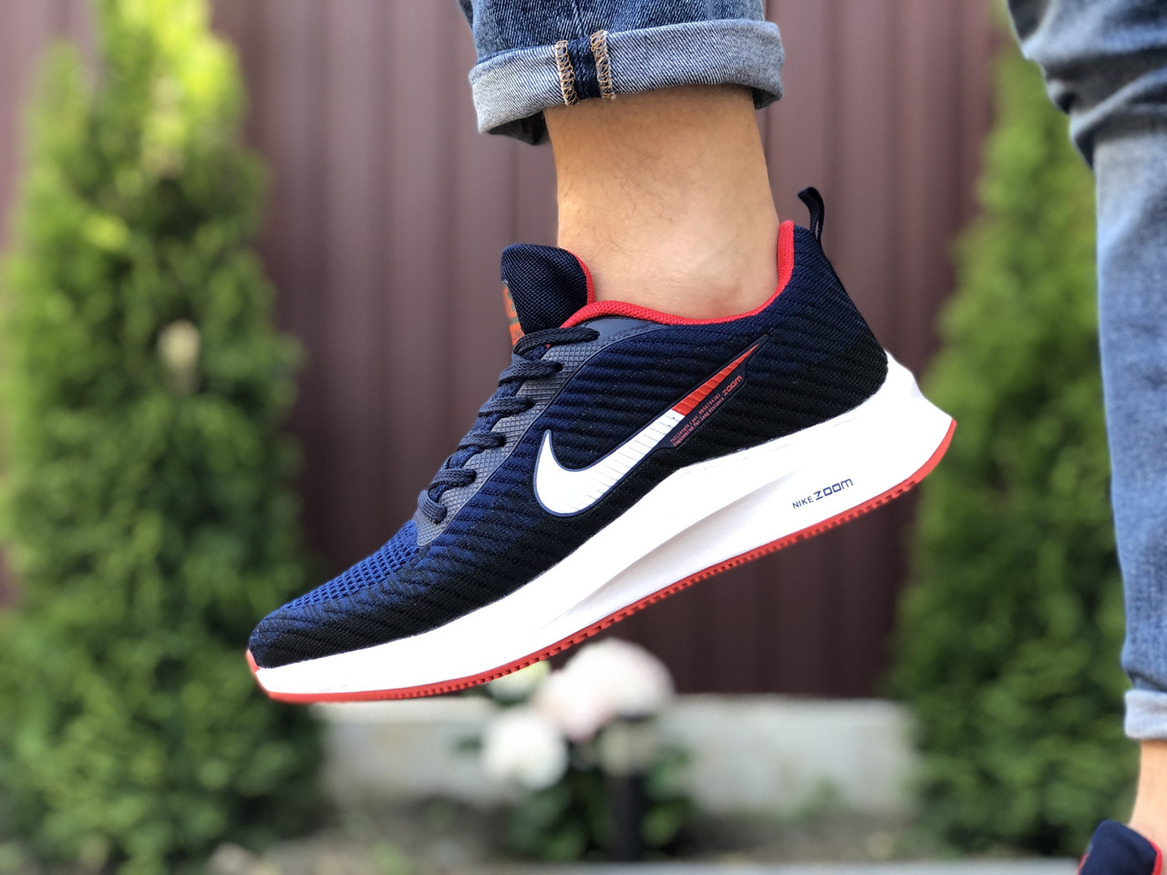 

Мужские кроссовки в стиле Nike Flyknit Lunar 3, сетка, синие с белым 42(26,5 см), последний размер