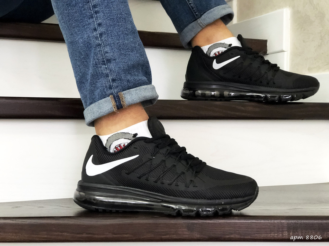 

Мужские кроссовки в стиле Nike Air Max 2015, текстиль(до 90кг), черные 43(27,5 см), размеры:43,44