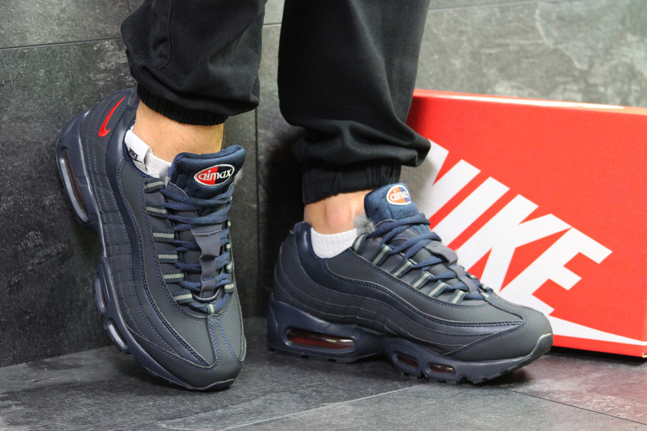 

Мужские зимние кроссовки в стиле Nike Air Max 95, тёмно-синие 44 (28 см), размеры:42,44