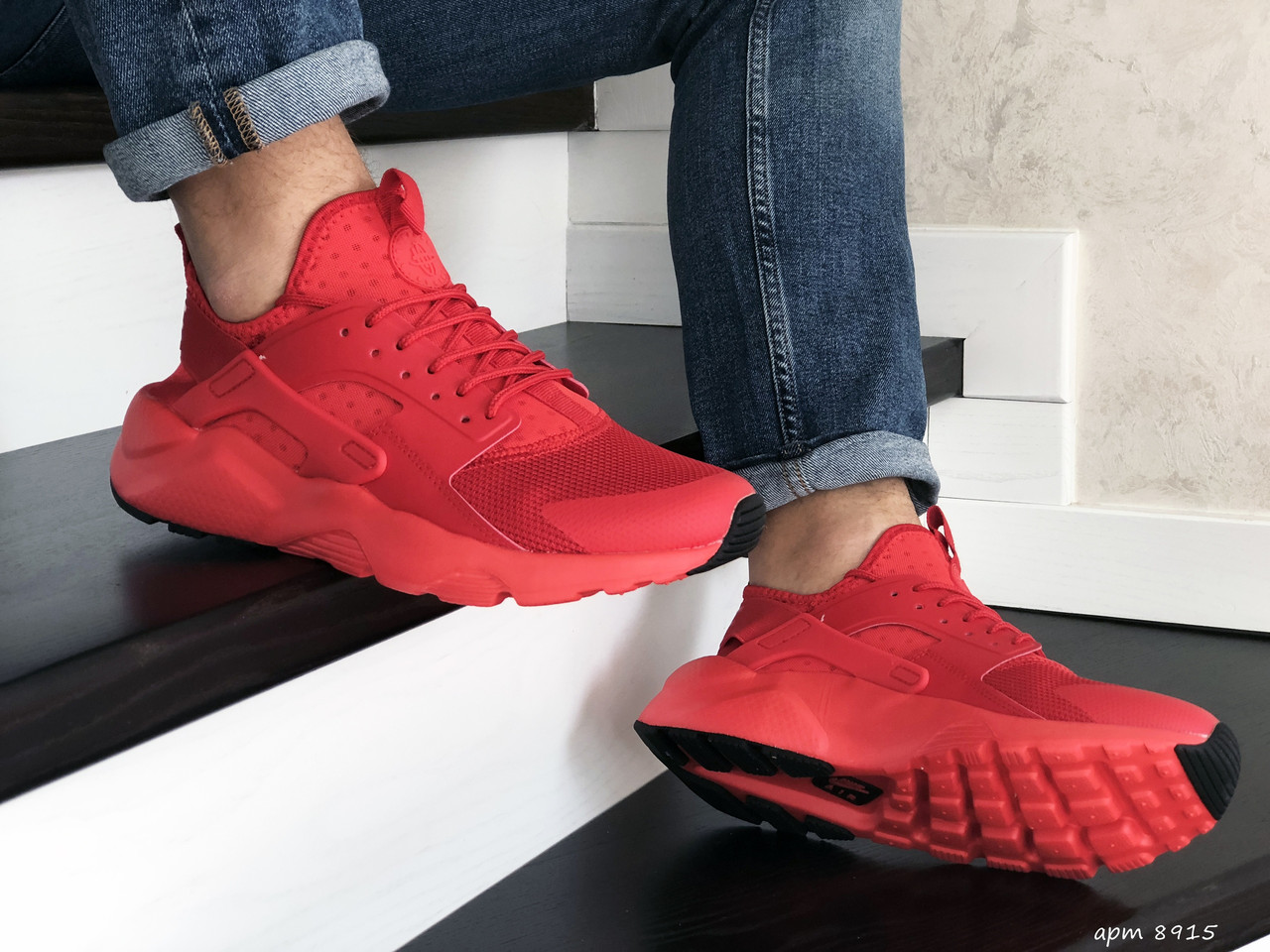 

Мужские кроссовки в стиле Nike Air Huarache, сетка, красные 41(26,6 см), размеры:41,42,45