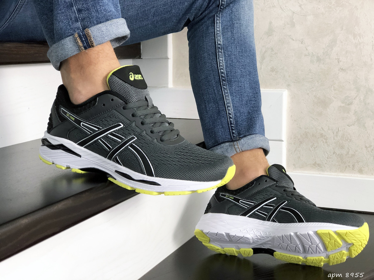 

Мужские кроссовки в стиле Asics GT1000, сетка, серые с салатовым 46(29,2 см), размеры:44,46