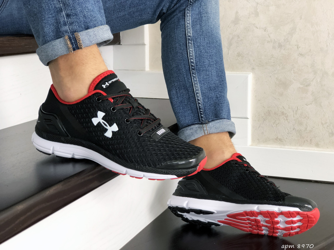 

Мужские кроссовки в стиле Under Armour SpeedForm Gemini, сетка, черные с белым 44(28 см), последний размер