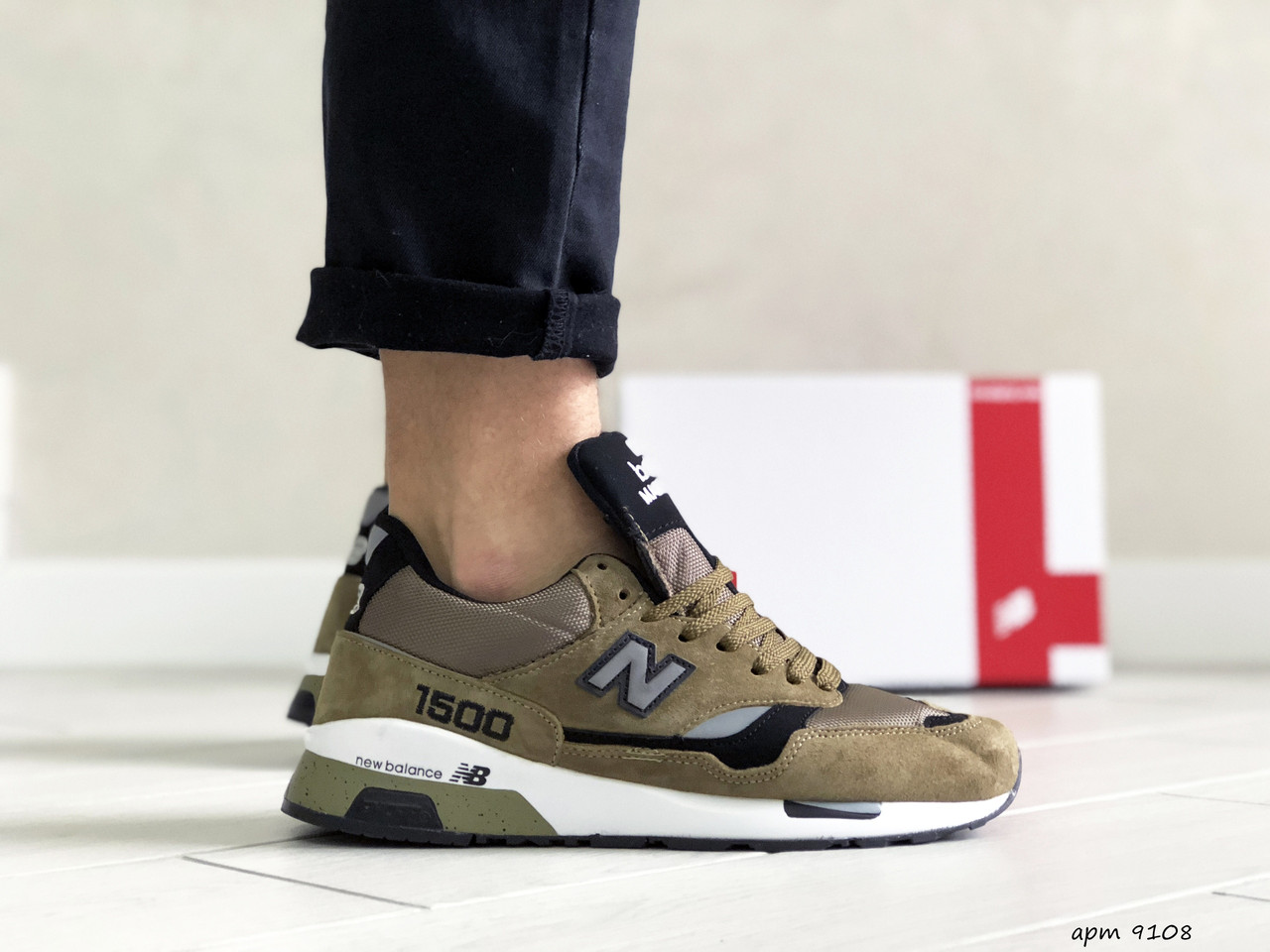 

Мужские кроссовки в стиле New Balance 1500, сетка, замша, кожа, темно зеленые 44(27,3 см), размеры:42,43,44,45