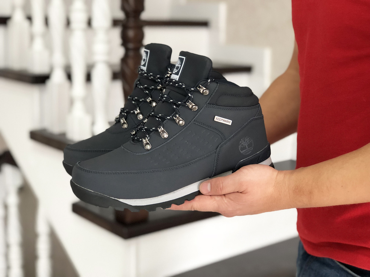 

Мужские зимние ботинки на меху в стиле Timberland, кожа, синие 42 (27 см), размеры:41,42,43,44,45,46