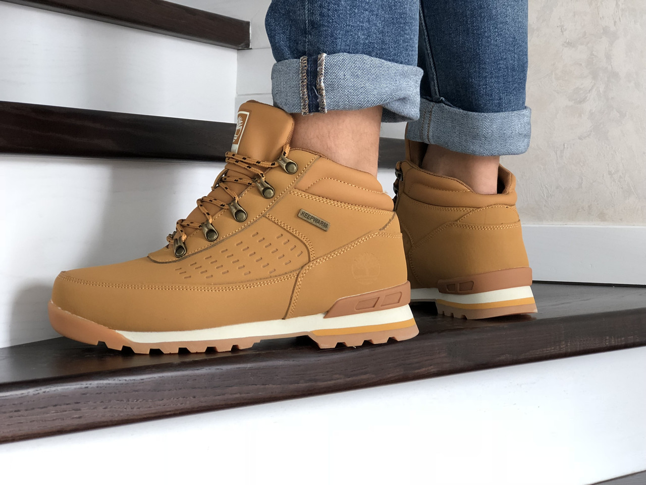 

Мужские зимние ботинки на меху в стиле Timberland, кожа, горчичные 43 (27,5 см), размеры:42,43