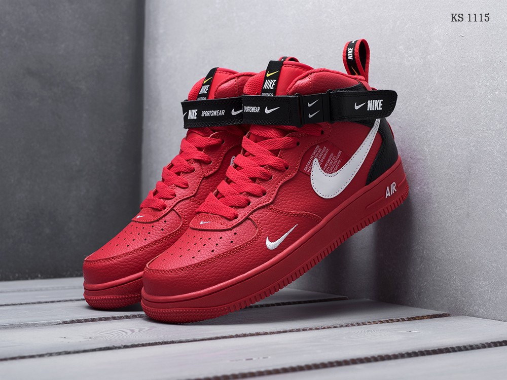 

Мужские кроссовки в стиле Nike Air Force 1 07 Mid LV8, кожа, красные 45(29 см), размеры:41,42,43,44,45