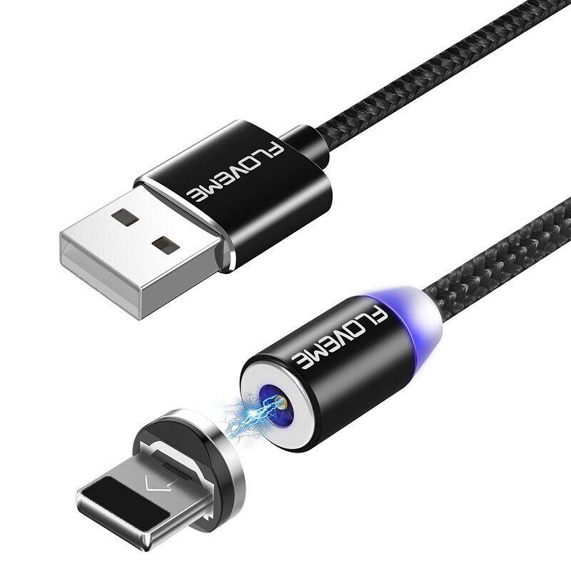 

Магнитный кабель для зарядки FLOVEME LED Magnetic FL93674 microUSB black Lightning, Черный (Lightning)