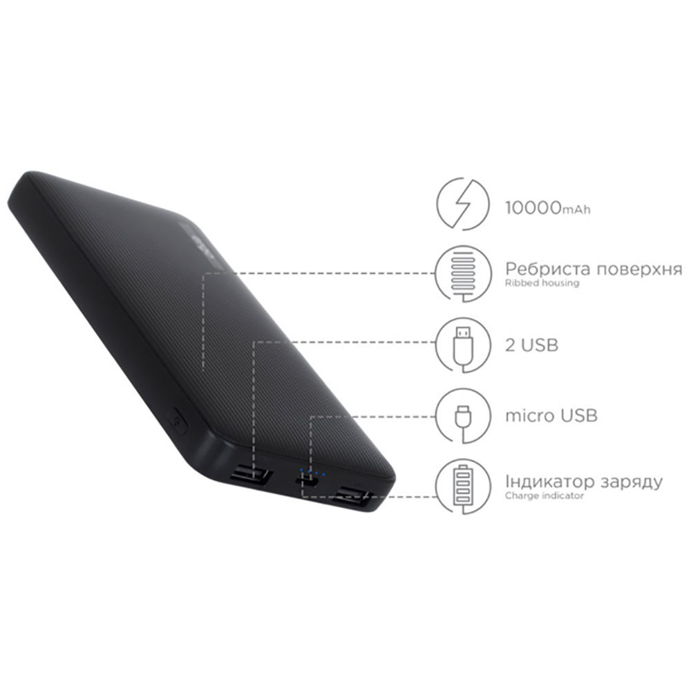

Портативная Зарядка Power Bank LP-303 10000mah с кабелем IP/v8/typeC