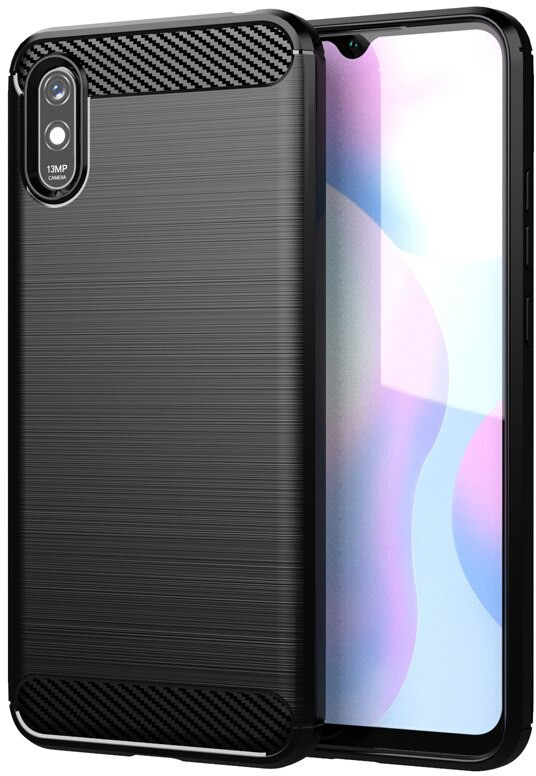 

Чехол накладка Xiaomi Redmi 9A Carbon Rugged Черный