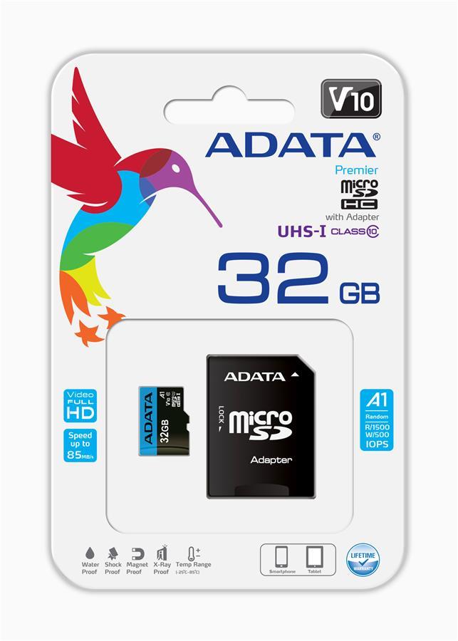 

Карта пам'яті ADATA 32GB microSDHC C10 UHS-I A1 + SD