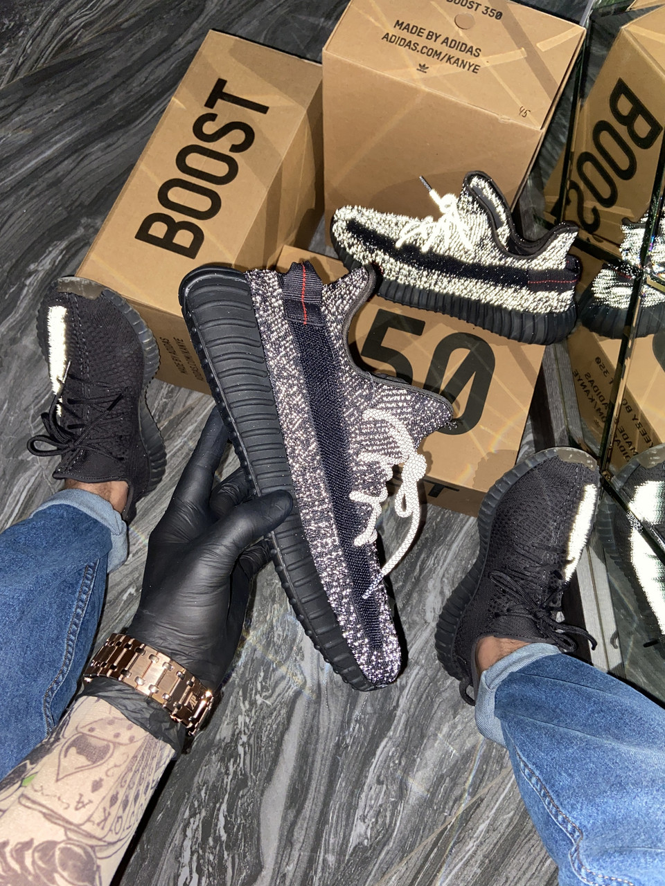 

Adidas Yeezy 350 v2 Static Reflective Black (Черный)