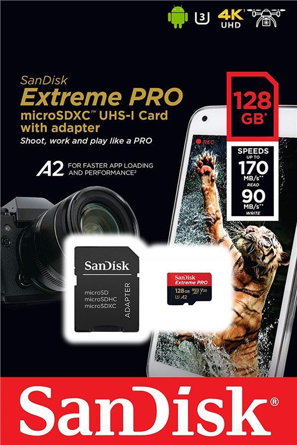 

Карта пам'ятi SanDisk 128GB microSDXC C10 UHS-I U3 R170/W90MB/s Extreme Pro V30 + SD