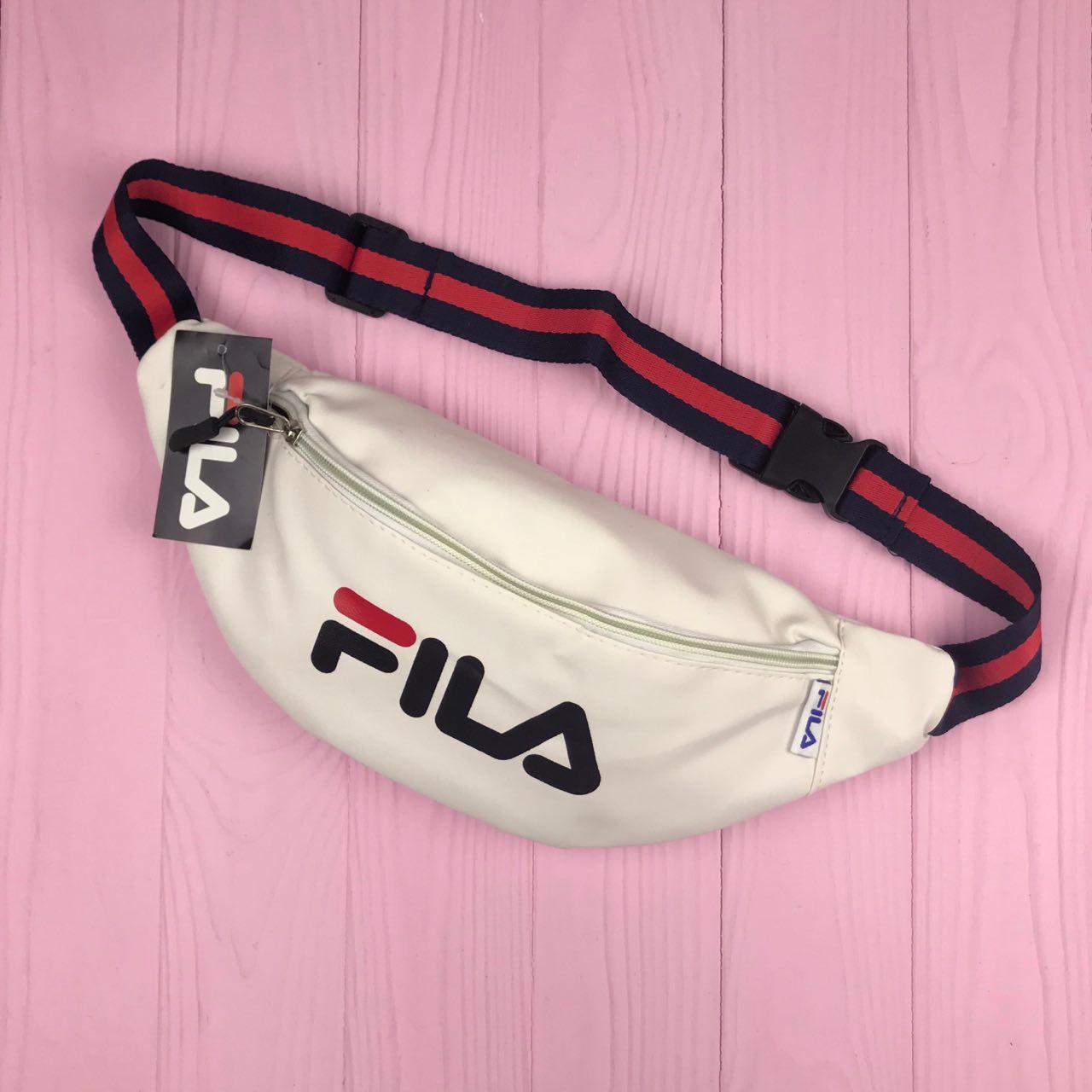 

Сумка на пояс Бананка Барыжка Fila France Фила PU кожа Белая, Белый