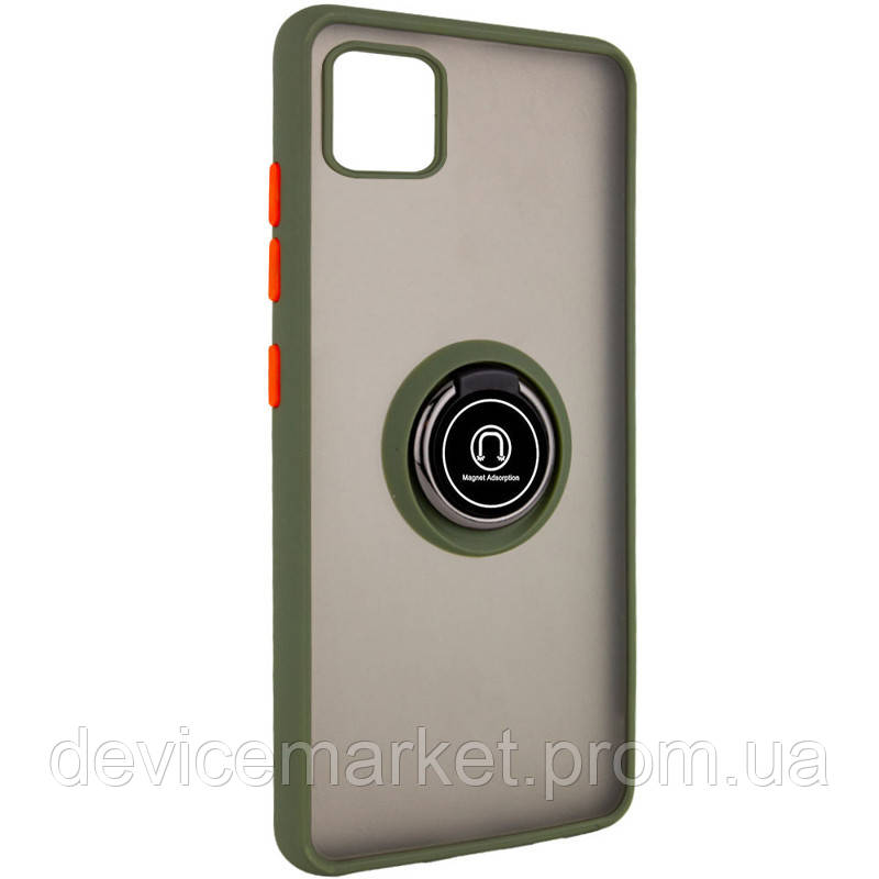 

TPU+PC чехол Deen ColorEdgingRing for Magnet для Realme C11, Оливковый