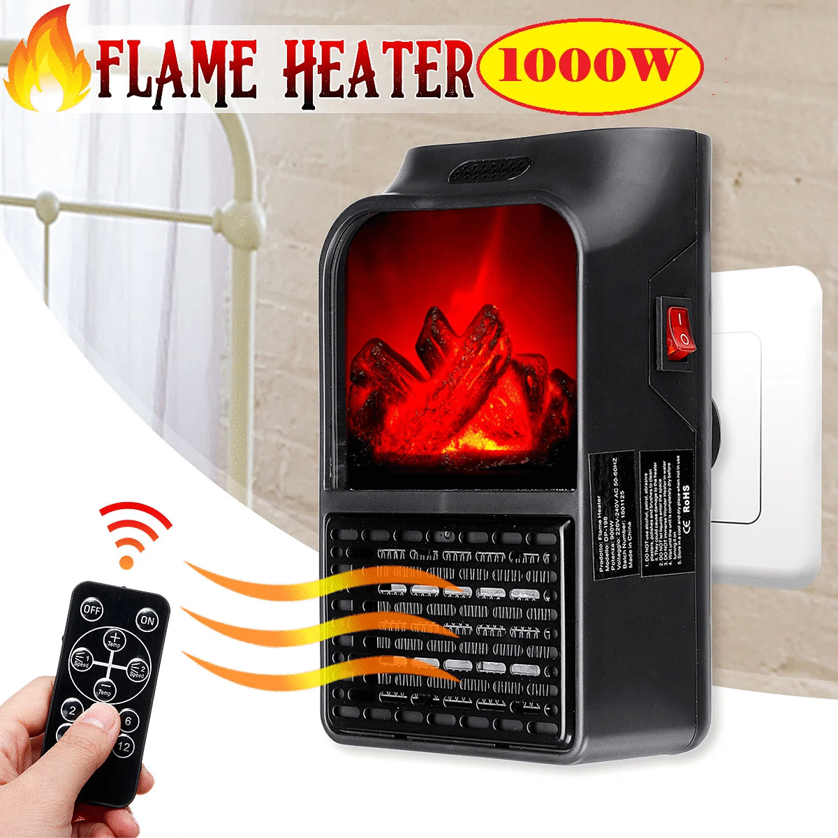 

Настольный Обогреватель электрокамин flame heater 900 вт с пультом