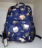 Шкільний рюкзак для дівчинки ортопедичний з Кошенятами синього кольору Dolly 538, фото 3