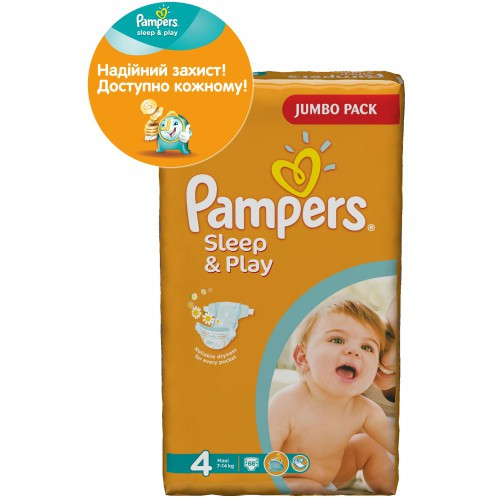 Пiдгузники PAMPERS Sleep & Play Maxi 4 (7-14 кг) Джамбо 68штНет в наличии