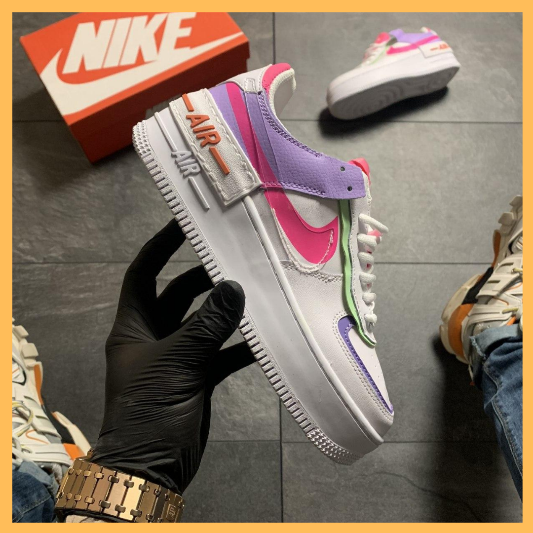 

Женские кроссовки Nike Air Force 1 Shadow White Violet Pink (Белый Фиолетовый), Белый;фиолетовый;розовый