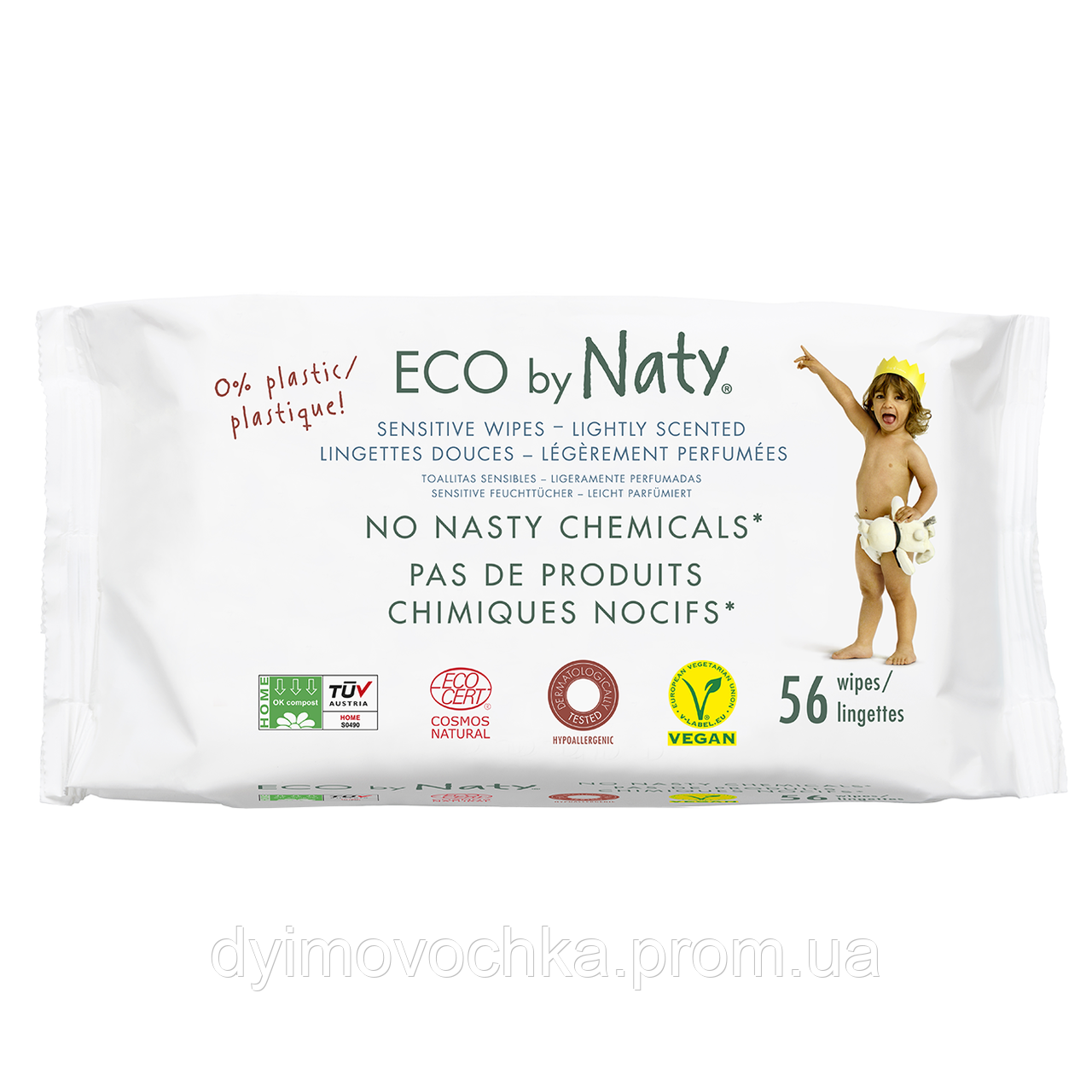 

Органические салфетки Eco by Naty с легким запахом 56 шт