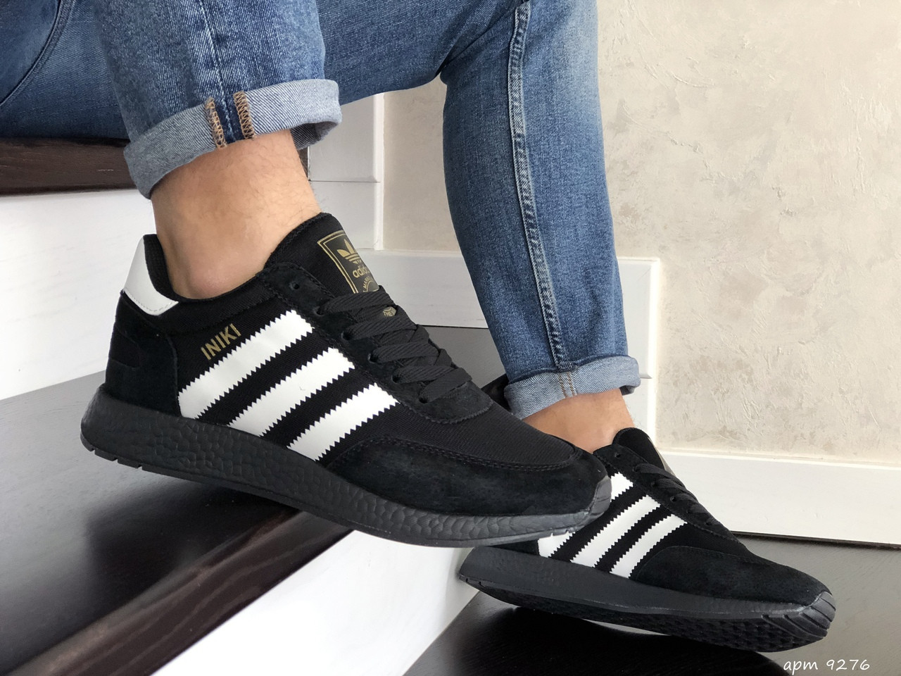 

Мужские кроссовки Adidas Iniki (реплика), черные (9276), Черный