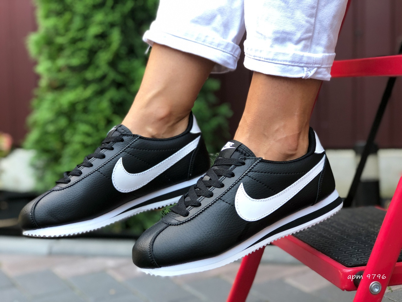 

Женские кроссовки Nike Cortez (реплика), черные с белым (9796) 38