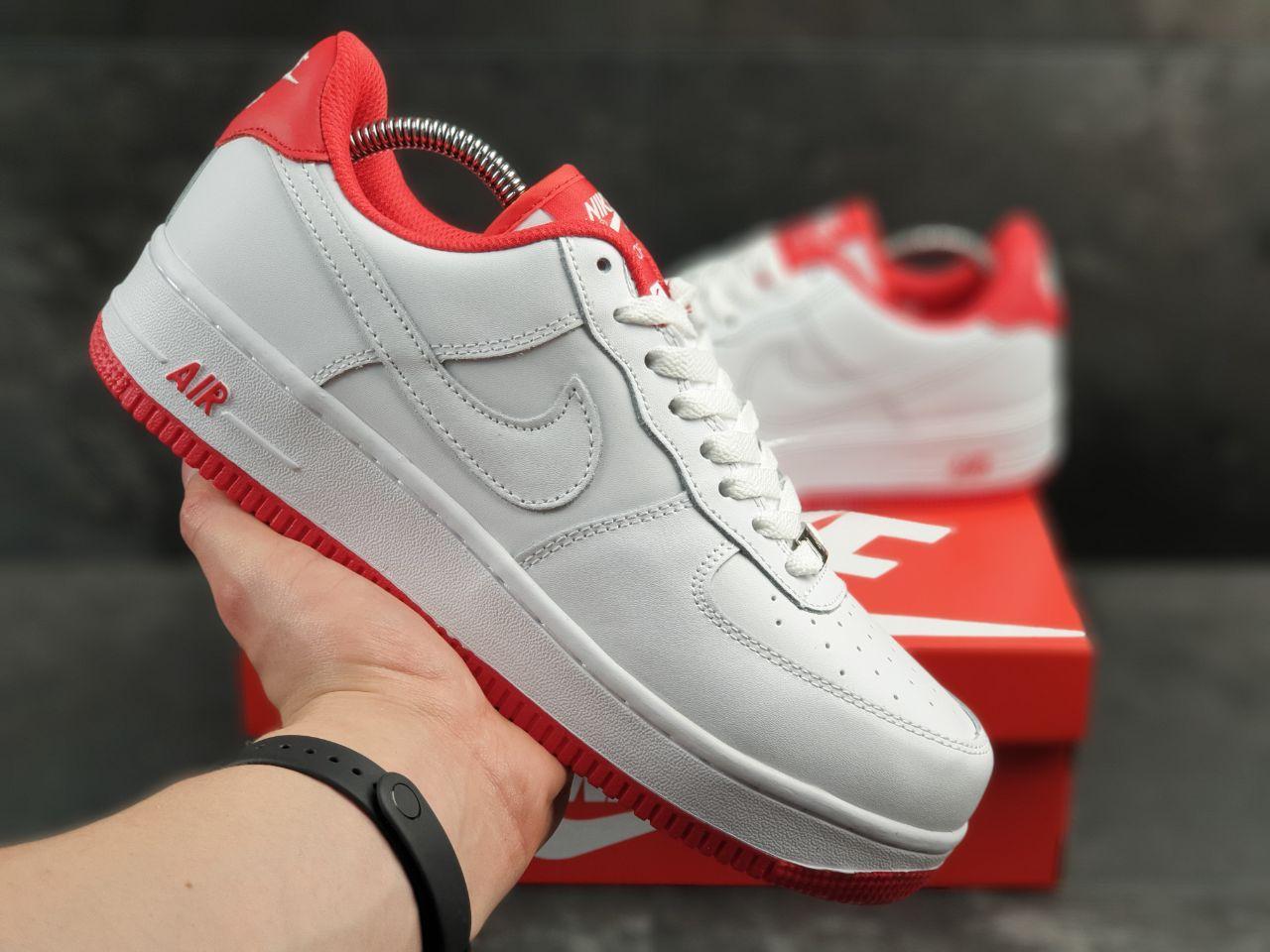 

Мужские кроссовки Nike Air Force (реплика), белые с красным (9524) 46, Белый