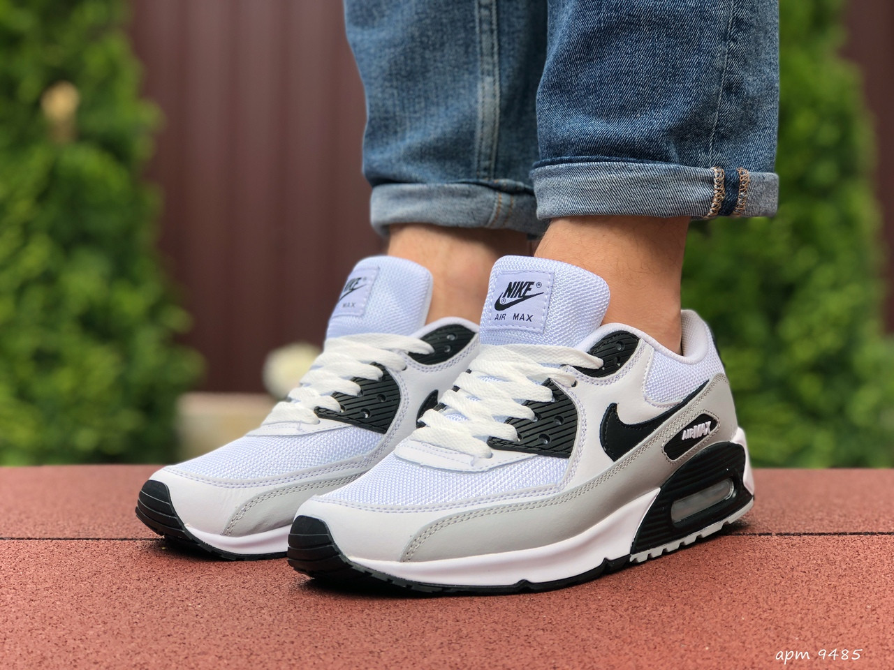 

Мужские кроссовки Nike Air Max 90 (реплика), белые с серым (9485) 44