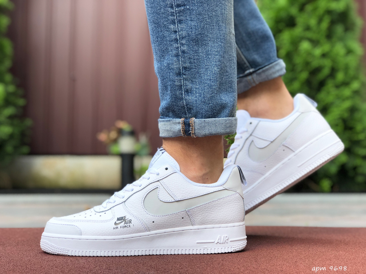 

Мужские кроссовки Nike Air Force 1 белые с красным (реплика), (9698) 45