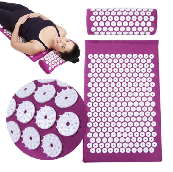 

Масажний ортопедичний килимок з подушкою Acupressure Mat Ортопедический массажный коврик 65 см*41 см