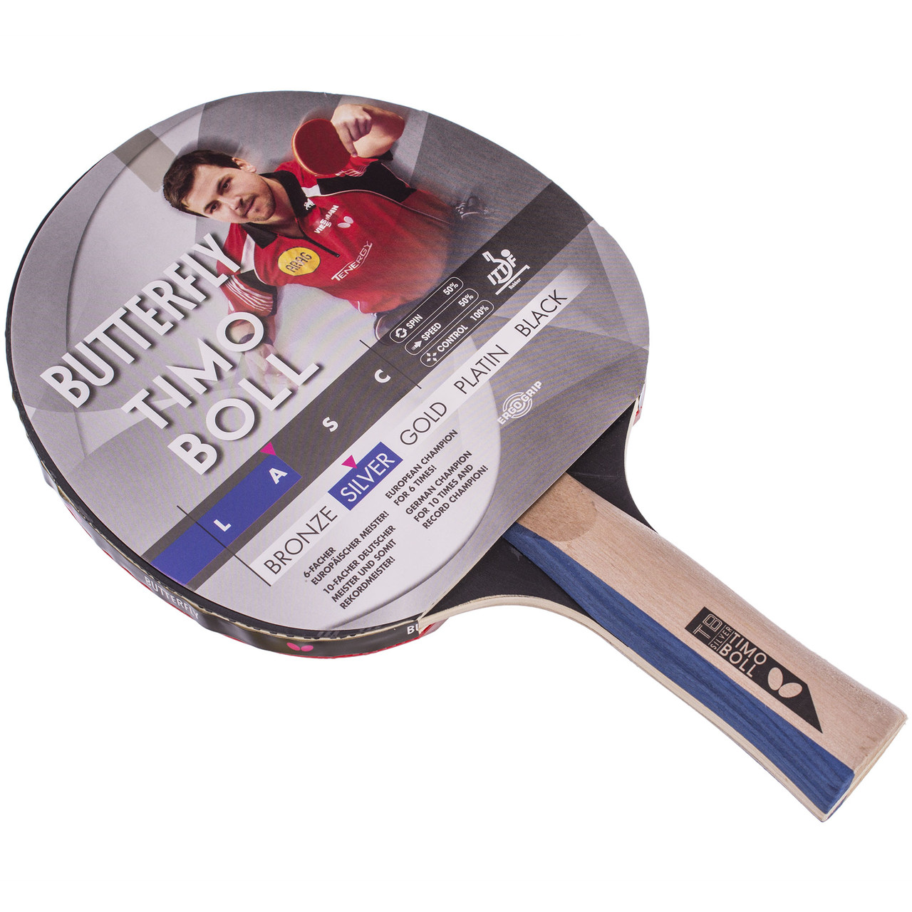 

Ракетка для настольного тенниса 1 штука BUTTERFLY 85016 TIMO BOLL SILVER (древесина, резина