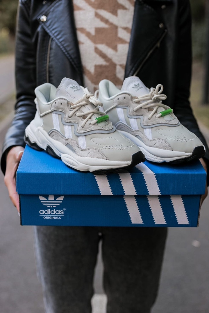 

Kроссовки женские Adidas Ozweego светло-серые, Адидас Озвиго, натуральная кожа, код IN-606