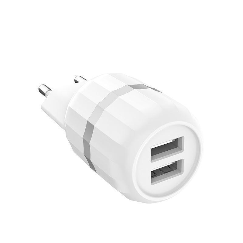 

Сетевое зарядное устройство зарядка 2 USB Hoco C41A White + кабель Micro USB - 2.4A, Белый