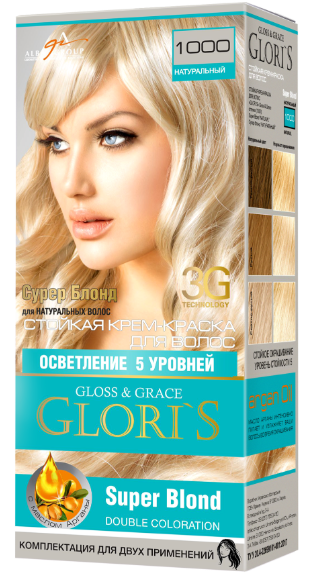 Крем-фарба для волосся Glori's 1000 Суперблонд натуральний (2 застосування)