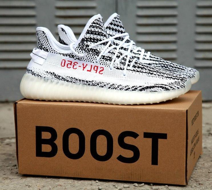 

Мужские кроссовки Adidas Yeezy Boost 350 V2 Zebra Black-Red / Адидас Изи Буст 350 в2 Зебра Черные Красные 42, Белый