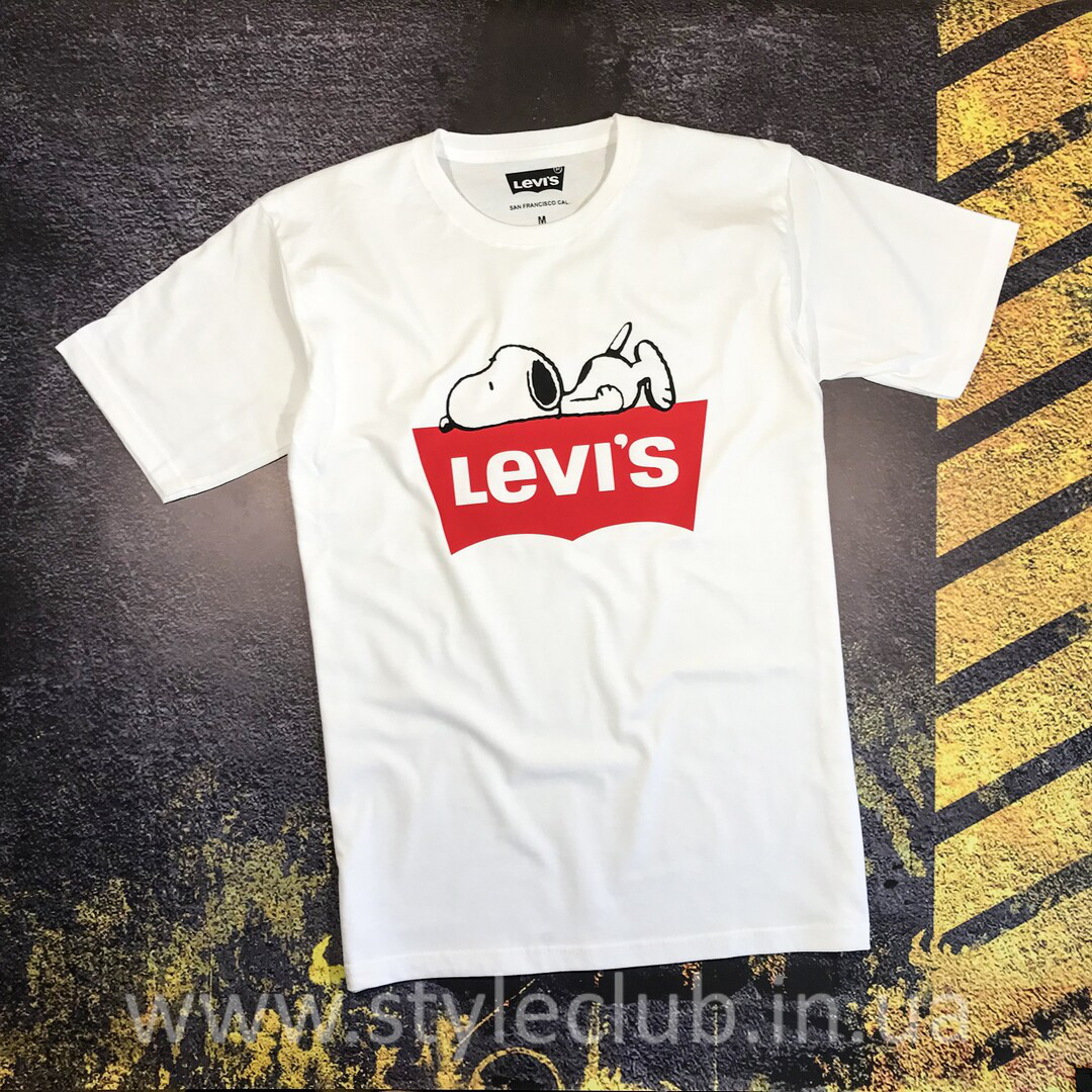 

Футболка Levis Snoopy белая | Оригинальные бирки | мужская и женская