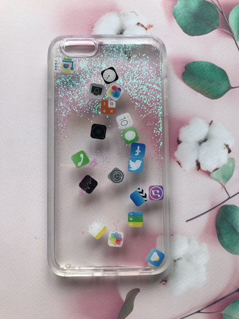 

Силиконовый Water case чехол с плавающими иконками приложений для iPhone 6+ 6Plus 12652, КОД: 1869160