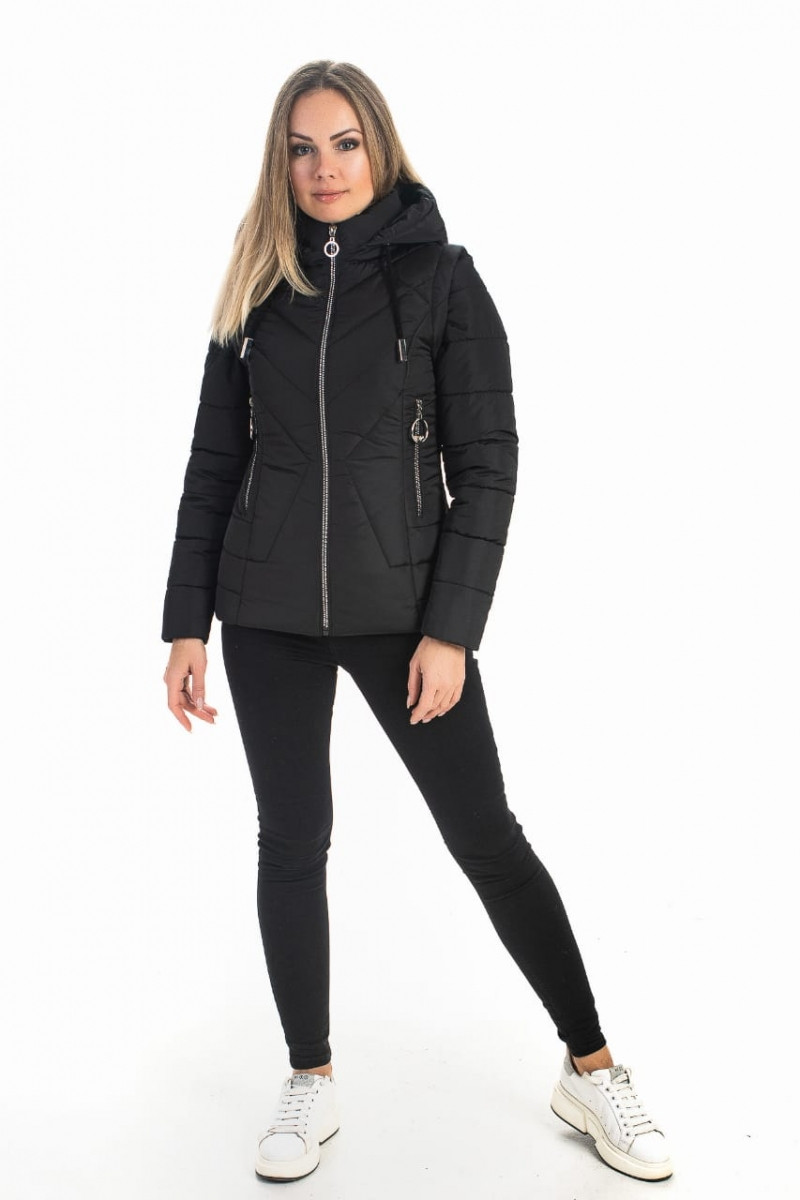 Женская куртка спортивная демисезонная черная 48