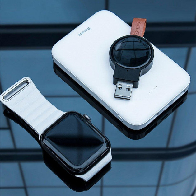 Зарядное устройство беспроводное Qi Baseus WXYDIW02-01 Dotter для Apple Watch, черное, фото 5