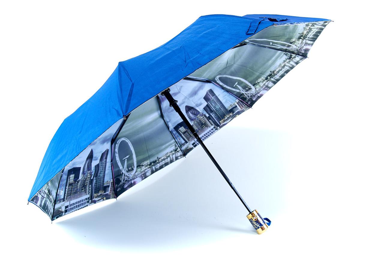 Женский зонт полуавтомат полиэстер/карбон синий Арт.18301A Bellissimo (Китай)