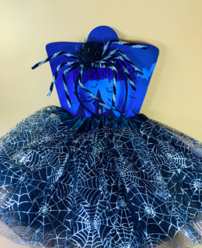Набор на хеллоуин юбка и обруч-шапочка фиолетовый цвет карнавальный детский костюм с фатина 