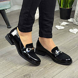 Туфли женские комбинированные на низком ходу, цвет черный