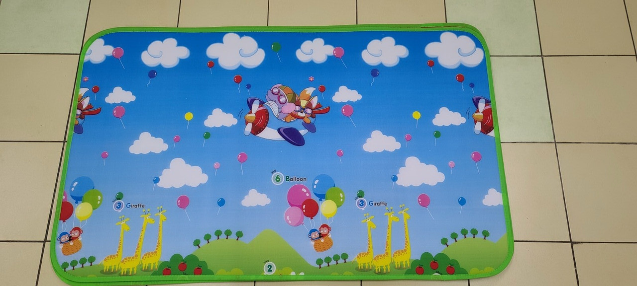 Детский игровой коврик для игры ползания мягкий "Самолет" 90*150 см (10282).