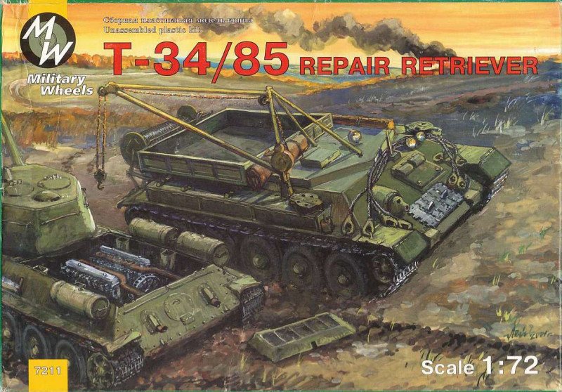 

Ремонтно-эвакуационный тягач на базе танка T-34-85. Сборная модель в масштабе 1/72. MILITARY WHEELS 7211