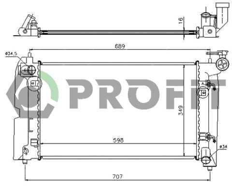 

Радиатор охлаждения Toyota Corolla 02- Profit