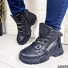 Женские ботинки демисезонные черные из эко кожи. Внутри текстильный утеплитель, фото 2